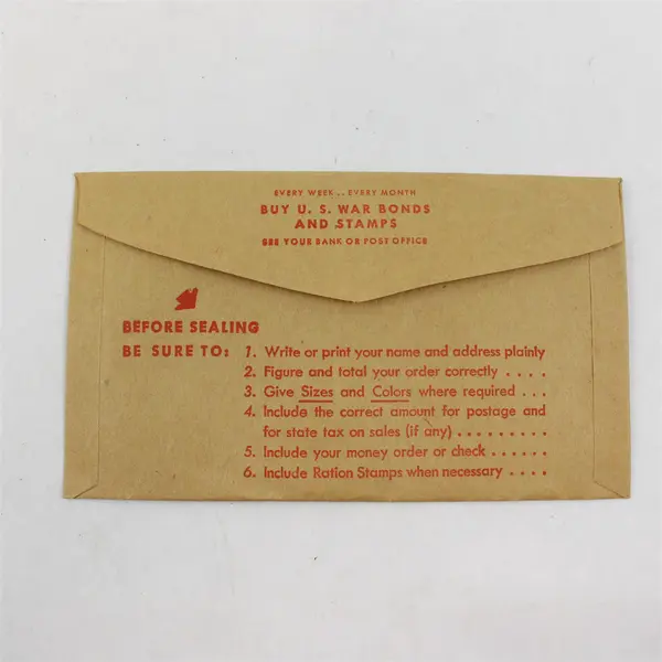 Vintage Sears Roebuck And Co Seattle Washington Mail Order Payment Envelope