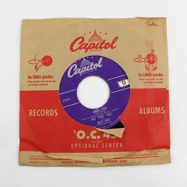 Nat King Cole Return To Paradise Angel Eyes With Billy May 7"Vinyl Record 