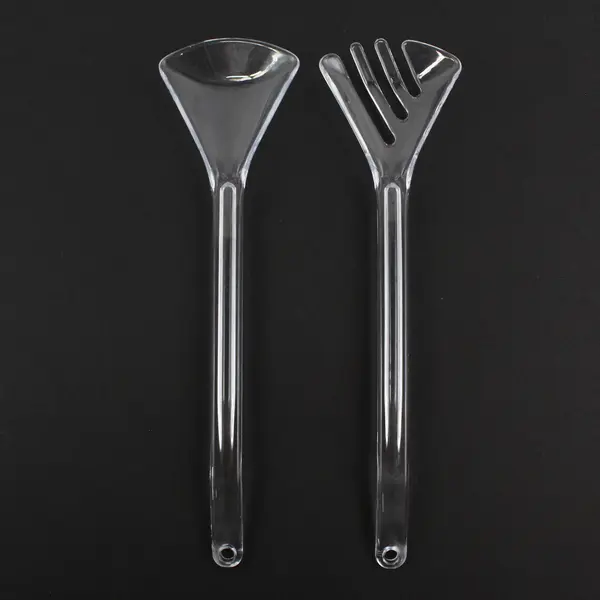 Set Of 2 Unbranded/Unmarked Clear Plastic Salad Servers Kitchen Utensil 12" Long