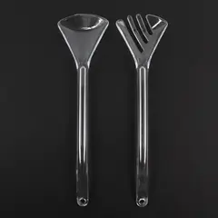 Set Of 2 Unbranded/Unmarked Clear Plastic Salad Servers Kitchen Utensil 12" Long