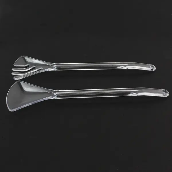 Set Of 2 Unbranded/Unmarked Clear Plastic Salad Servers Kitchen Utensil 12" Long