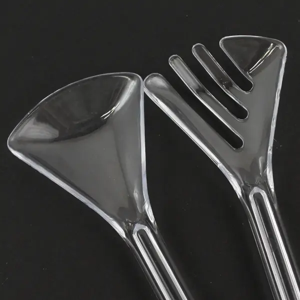 Set Of 2 Unbranded/Unmarked Clear Plastic Salad Servers Kitchen Utensil 12" Long