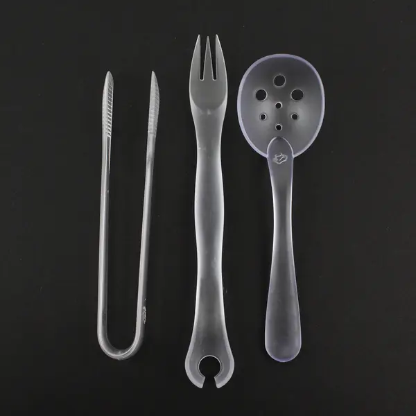 Lot Of 3 Pampered Chef Frosted Clear Plastic Serving Kitchen Utensils Assorted