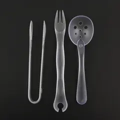 Lot Of 3 Pampered Chef Frosted Clear Plastic Serving Kitchen Utensils Assorted