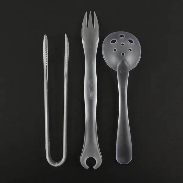 Lot Of 3 Pampered Chef Frosted Clear Plastic Serving Kitchen Utensils Assorted