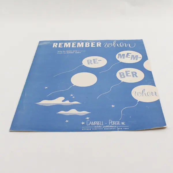 Vintage 1945 Remember When Sheet Music by Mickey Addy & Buck Ram 
