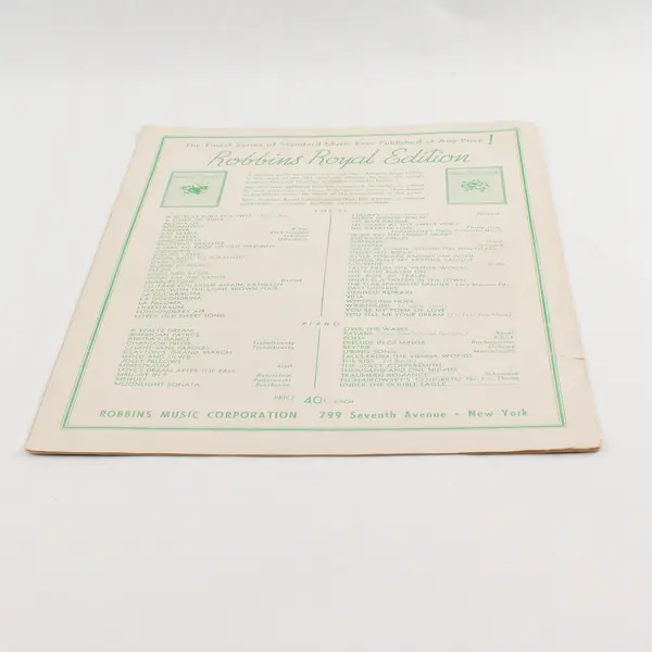 Vintage 1934 Over The Waves by Juventino Rosas for Piano Robbins Royal Edition