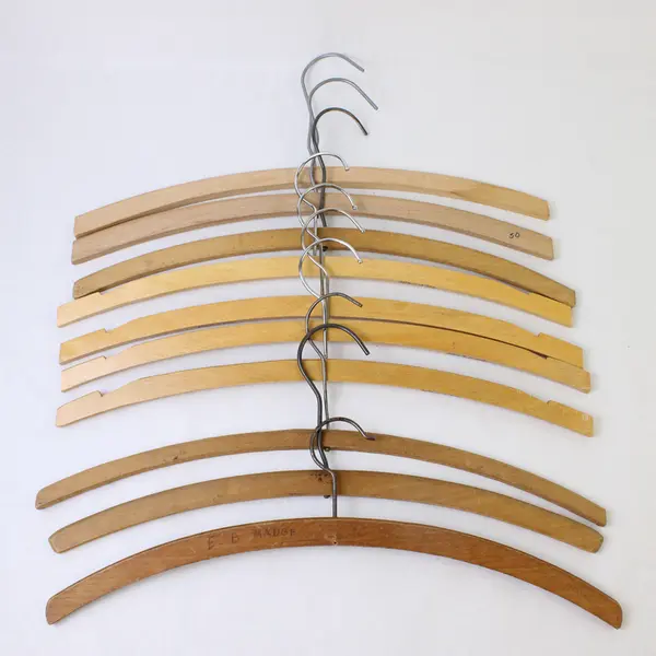 Lot of 10 Vintage Curved Wooden Coat Hangers