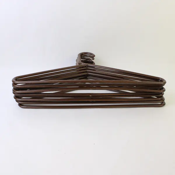 Lot of 10 Brown Plastic Clothes Hangers Shirts & Pants