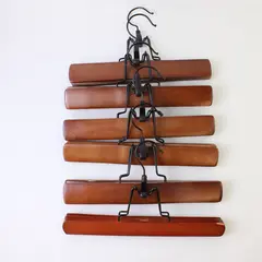 Mixed Lot of 6 Brown Wooden Clamp Hangers