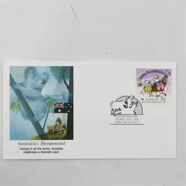 Lot Of 4 US Happy Bicentennial Australia Stamp FDC 1988 Fleetwood 