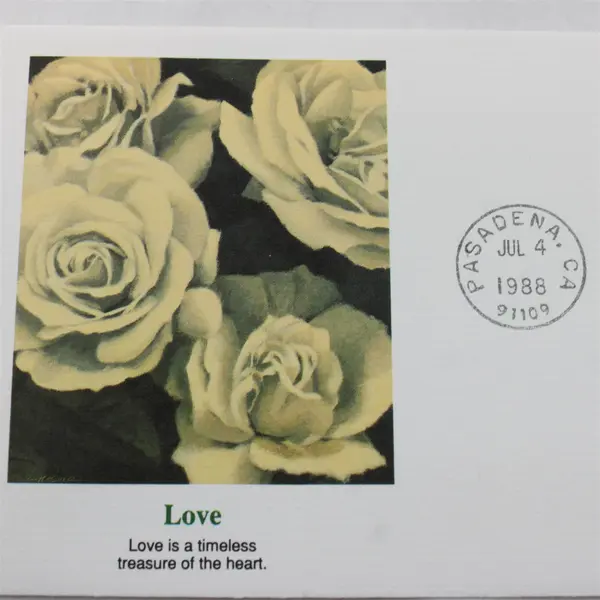 Lot Of 2 US Love Rose Stamps 1988 FDC Fleetwood Cachet 