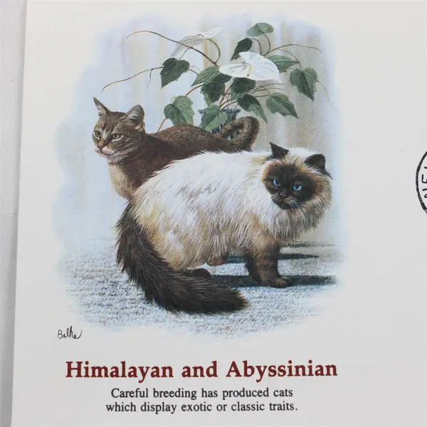 Lot Of 2 Cats Feb 5 1988 FDC Maine Coon/Burmese Himalayan/Abyssinian Stamps