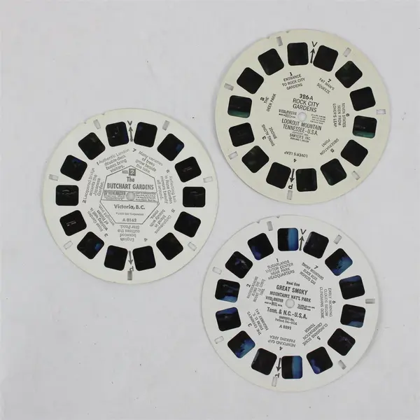 Lot of 3 View-Master Reels Rock City Gardens Great Smoky Mt Butchart Gardens