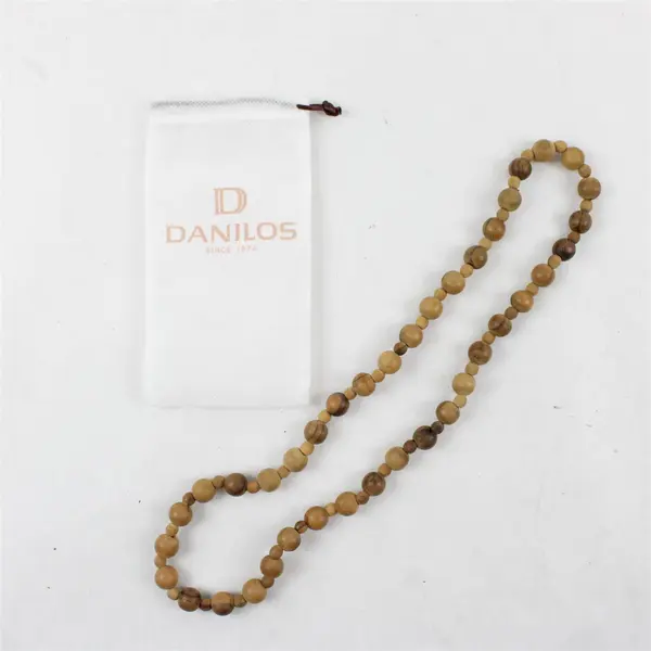 Handcrafted Olive Wood Bead Necklace 12.5" Israel Artisan