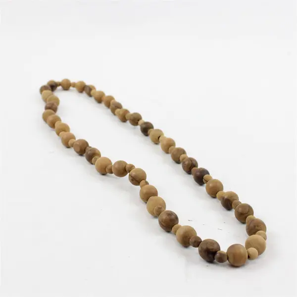 Handcrafted Olive Wood Bead Necklace 12.5" Israel Artisan