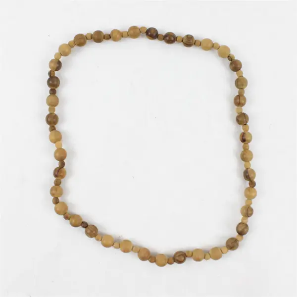 Handcrafted Olive Wood Bead Necklace 12.5" Israel Artisan