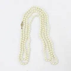 Vintage Faux Pearl Necklace 29" Knotted 8mm Cream Long Strand Classic