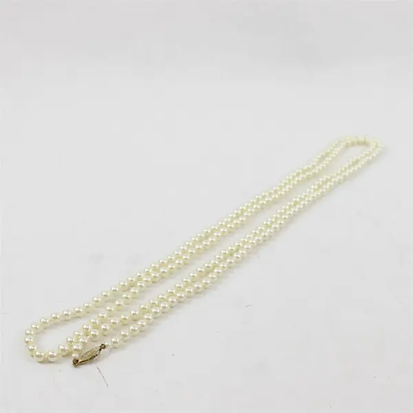 Vintage Faux Pearl Necklace 29" Knotted 8mm Cream Long Strand Classic