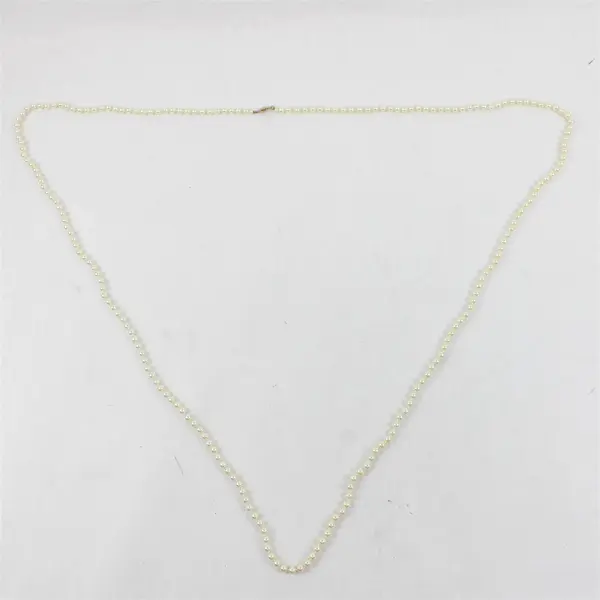 Vintage Faux Pearl Necklace 29" Knotted 8mm Cream Long Strand Classic