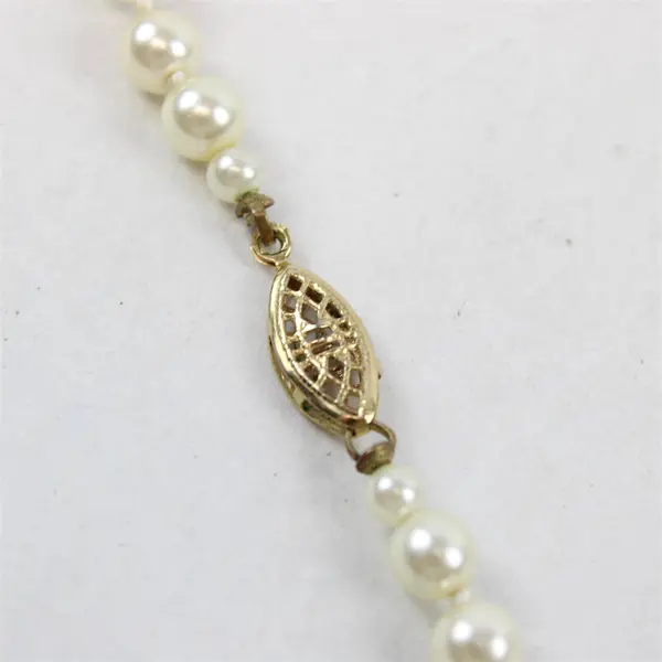 Vintage Faux Pearl Necklace 29" Knotted 8mm Cream Long Strand Classic