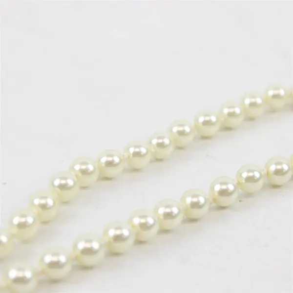 Vintage Faux Pearl Necklace 29" Knotted 8mm Cream Long Strand Classic