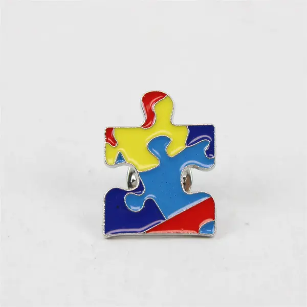 Autism Awareness Enamel Puzzle Piece Lapel Pin Multi Color Pre-Owned