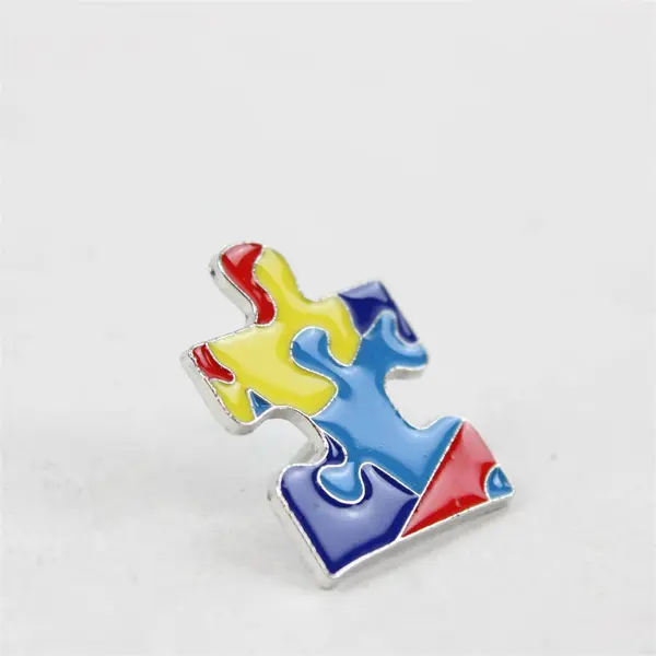 Autism Awareness Enamel Puzzle Piece Lapel Pin Multi Color Pre-Owned