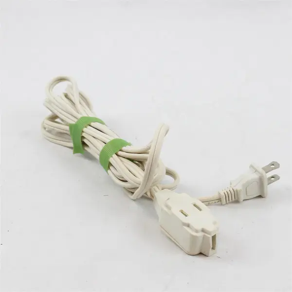9ft White 2-Prong Extension Cord Indoor Tested Good