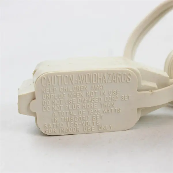 9ft White 2-Prong Extension Cord Indoor Tested Good