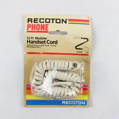 Recoton 12ft. Modular Handset Retractable Coiled Cord Almond Phone Cord Vintage