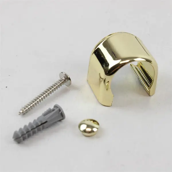 Lot of 4 Plastic Gold-Tone Towel Bar Flanges w/ Mounting Hardware - No Bar