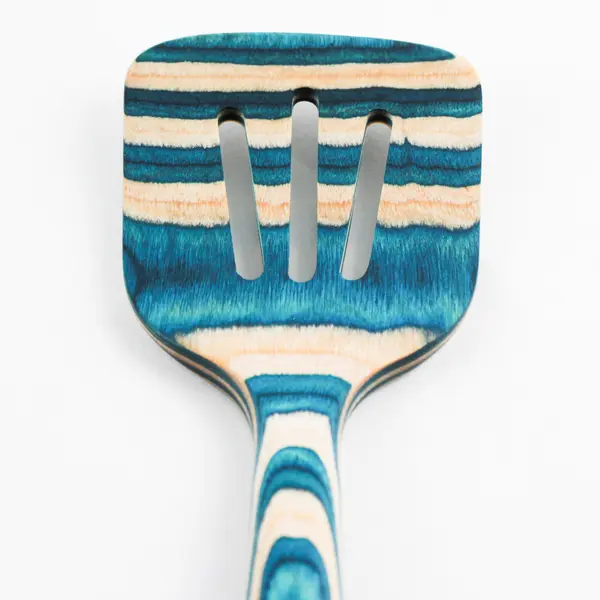 Lot Of 2 Baltique Mykonos Collection Blue Wooden Slotted Spoon/Spatula Utensils