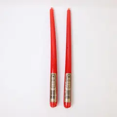Set of 2 Victory Candles 12" Red Taper Candles Slim New Slightly Warped