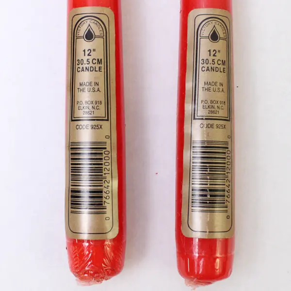Set of 2 Victory Candles 12" Red Taper Candles Slim New Slightly Warped