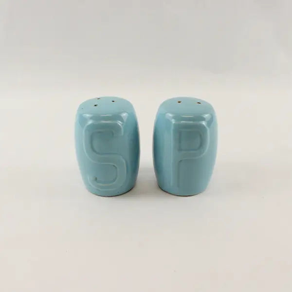 Vintage Light Blue Ceramic Salt and Pepper Shakers