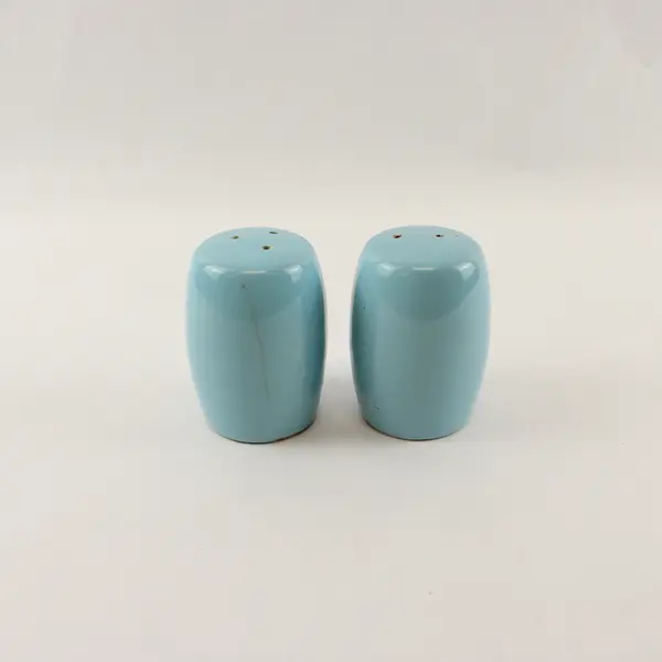 Vintage Light Blue Ceramic Salt and Pepper Shakers