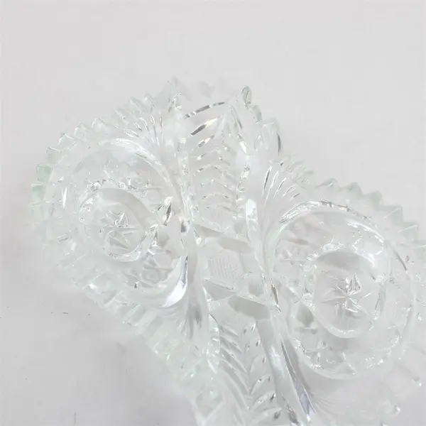 Vintage McKee EAPG Fentec Pattern Cut Glass Relish Dish