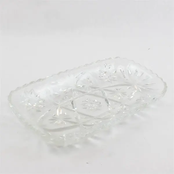 Vintage Anchor Hocking 12" Rectangular Prescut Clear Glass Serving Tray