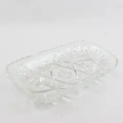 Vintage Anchor Hocking 12" Rectangular Prescut Clear Glass Serving Tray