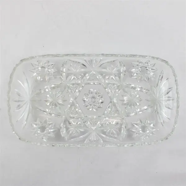 Vintage Anchor Hocking 12" Rectangular Prescut Clear Glass Serving Tray