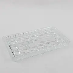 Vintage Federal Glass Winston Button Rectangular Vanity Trinket Tray Clear