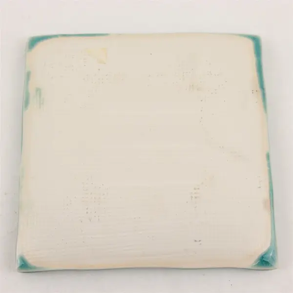 Handmade Unmarked Teal Blue Ceramic Square Decorative Trinket Dish/Tray 4.75"