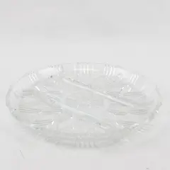 Vintage Cut Glass Divided Round Serving Platter Tray 10.25in