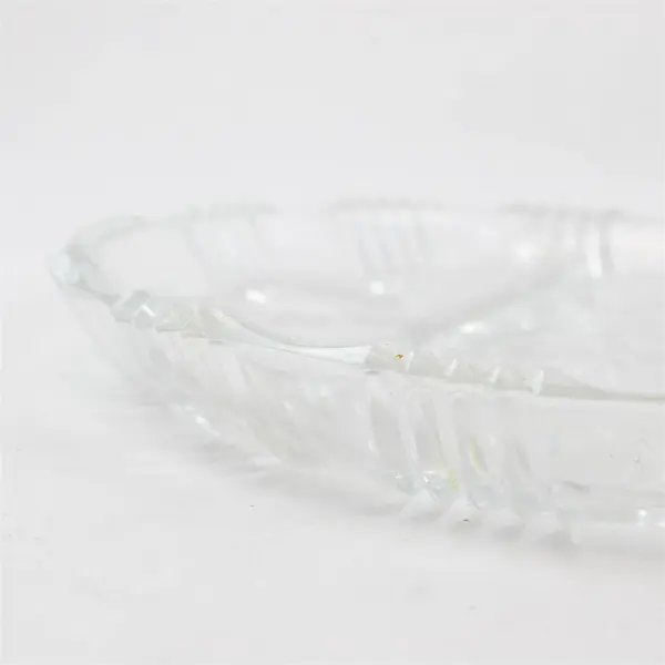 Vintage Cut Glass Divided Round Serving Platter Tray 10.25in