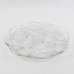 Vintage Anchor Hocking Savannah Deviled Egg Plate 10in Clear Floral USA