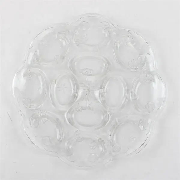 Vintage Anchor Hocking Savannah Deviled Egg Plate 10in Clear Floral USA