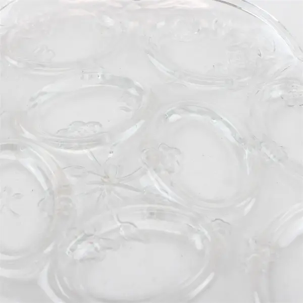 Vintage Anchor Hocking Savannah Deviled Egg Plate 10in Clear Floral USA