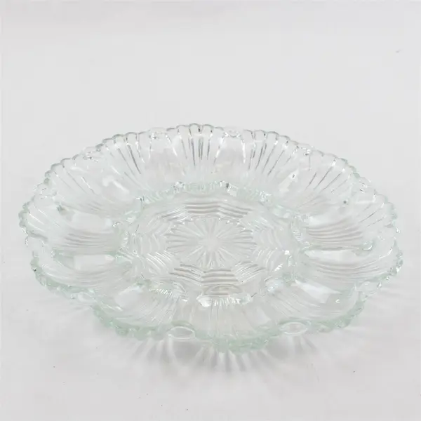 Vintage Anchor Hocking Clear Glass Deviled Egg Serving Platter