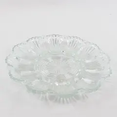 Vintage Anchor Hocking Clear Glass Deviled Egg Serving Platter